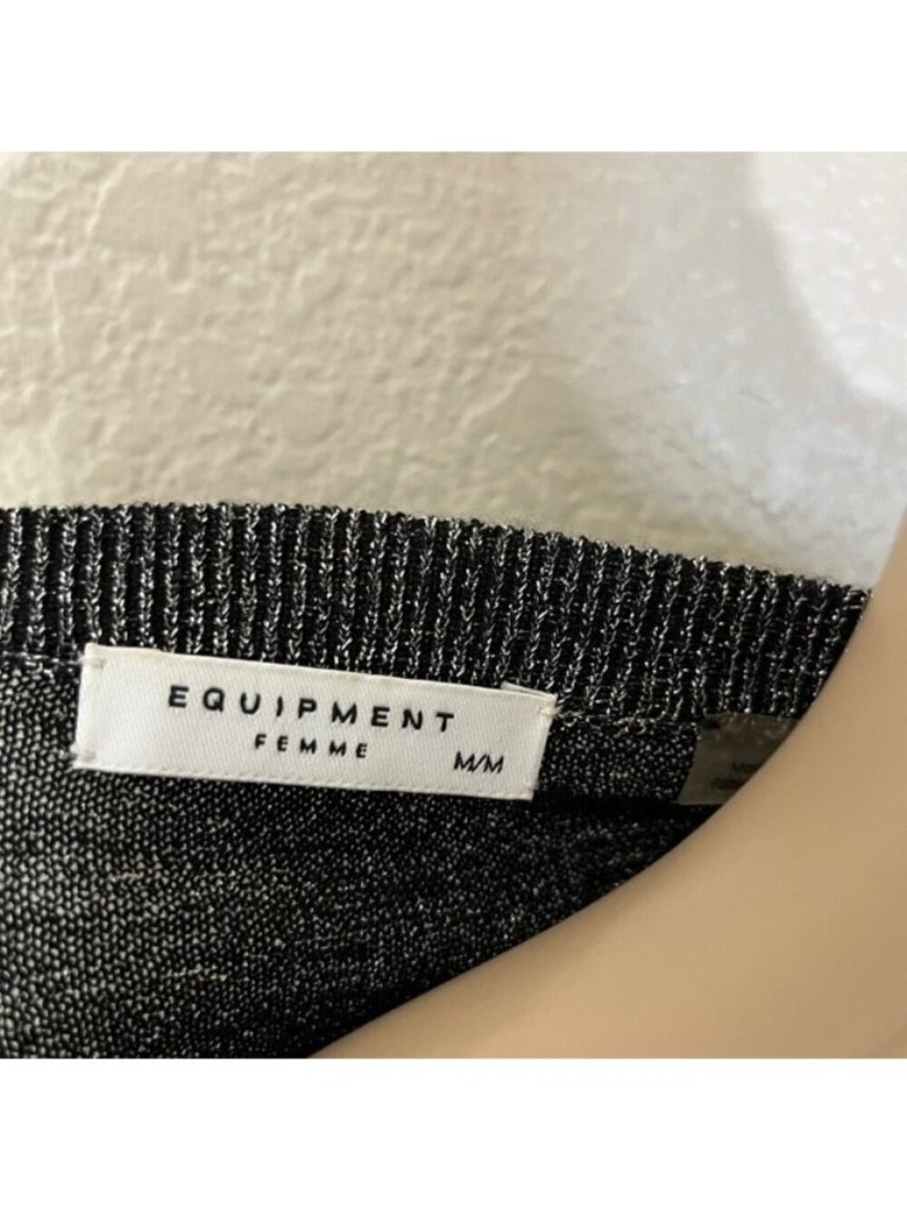 Equipment Femme Silver Metallic Wool Knit Pullover Sweater Top Medium M - Picture 3 of 6